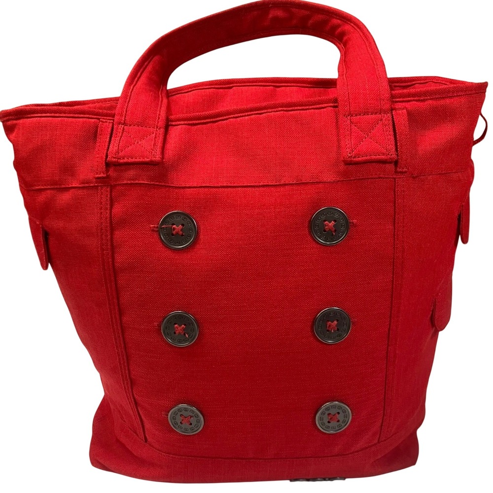 OGIO Hamptons Red Canvas Laptop Tote Bag Polka Dot Lining Pockets Double Buttons